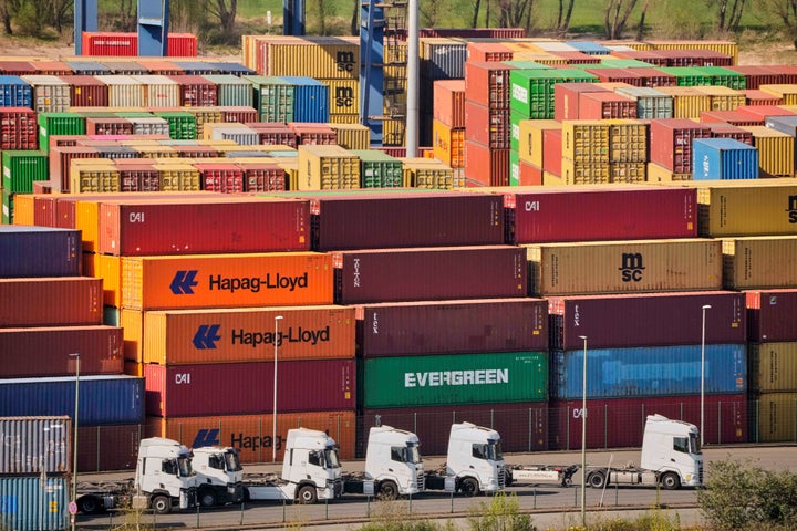 Trump Publicizes 30% Tariffs On European Union And Mexico As Commerce Conflict Ramps Up Once more 1 FILE - Containers are stored at a container terminal in Duisburg, Germany, the day after President Trump announced new tariffs for the EU and the rest of the world, Thursday, April 3, 2025. (AP Photo/Martin Meissner, File)