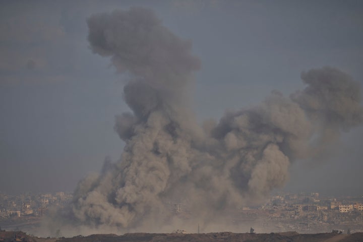 Smoke from an explosion rises in the northern Gaza Strip, as seen from a southern Israel location on Sunday, July 13, 2025. (Photo/Ohad Zwigenberg)