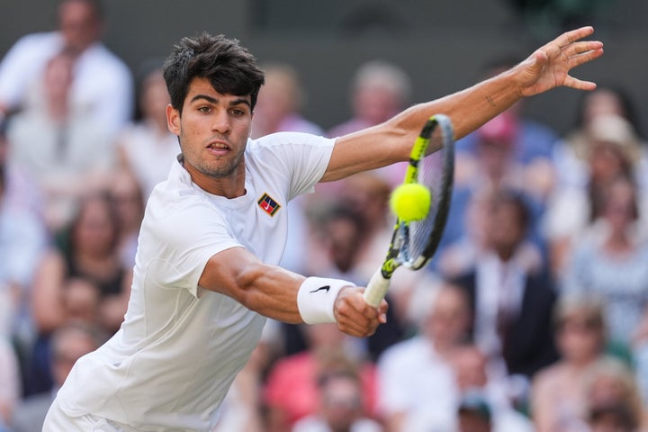 Alcaraz, here, was the defending Wimbledon champion.