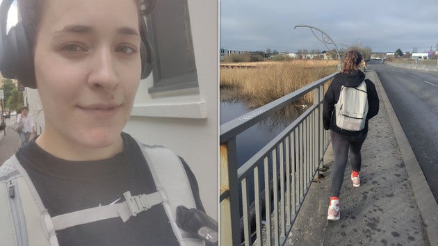 With the weighted vest on the left: walking with a friend on the right