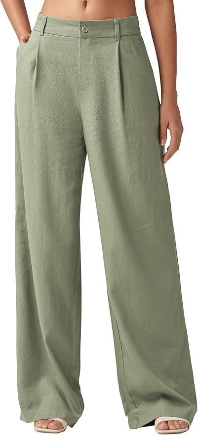 【PERSTEP】25SS★ Cotton Breeze Trouser Pants Women's Cotton Linen Pants High Waisted Split Side Wide Leg