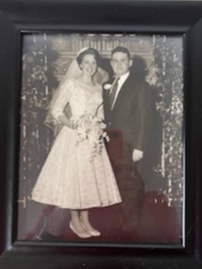 The author and her husband, Ezra, on their wedding day, April 13, 1957.