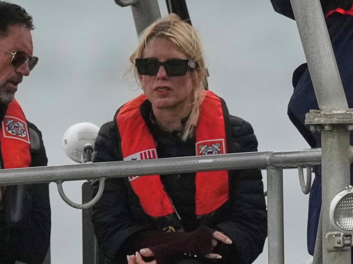 Attorney General Pam Bondi is seen on a U.S. Coast Guard boat after visiting Alcatraz on Thursday.