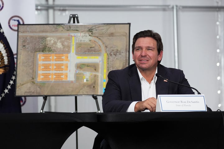 Emails Present DeSantis Administration Blindsided Native Officers With 'Alligator Alcatraz' 1 Florida Gov. Ron DeSantis listens during a roundtable at "Alligator Alcatraz," a new migrant detention facility at Dade-Collier Training and Transition facility, on July 1, 2025, in Ochopee, Florida.