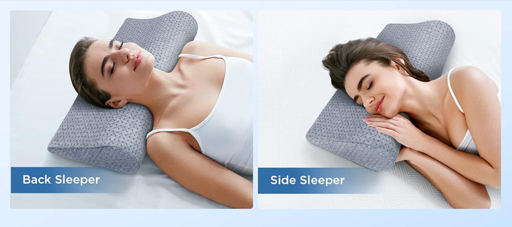 This cervical neck pillow works for both back and side sleepers.