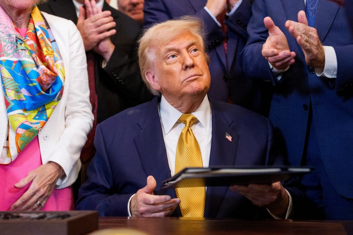 The president of the United States, Donald Trump, during a signing ceremony of the bill in the East Room of the White House in Washington, DC, on Wednesday, July 16, 2025. 