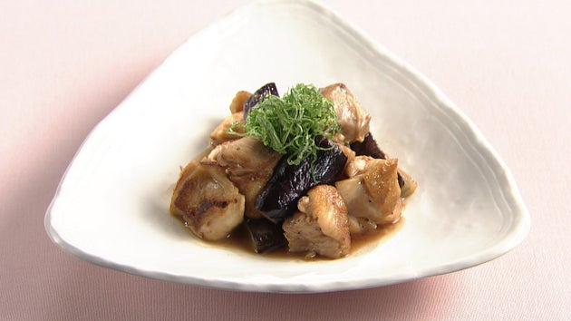 鶏とナスの梅照り焼き