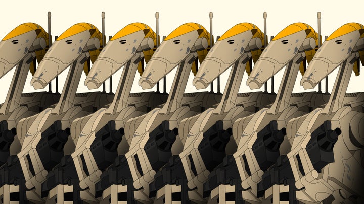 Clankers is a slang term used to refer to droids in the 2005 video game "Republic Commando," and more pervasively in the "Star Wars: The Clone Wars" animated series.