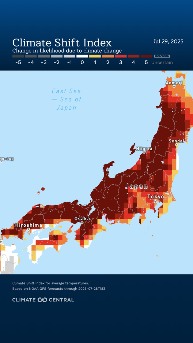 Climate CentralによるClimate Shift Index