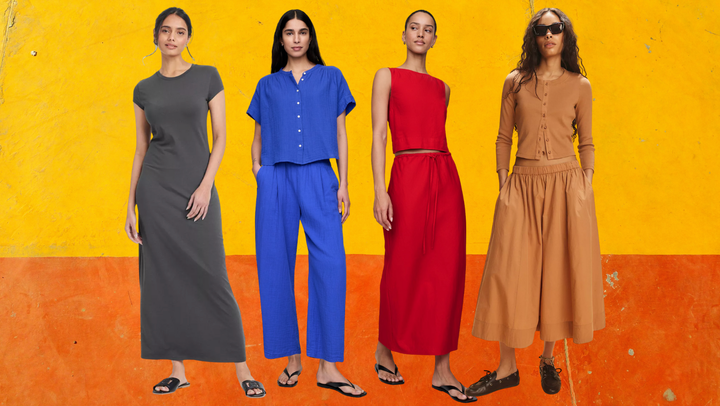 A dress from Target, a matching set from Gap, a linen-blend skirt and a set from Free People.