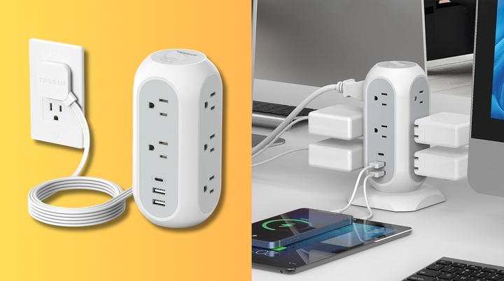 Reviewers are saying this tower power strip is helping them create a safe space and stay organized, get it for 20% off.