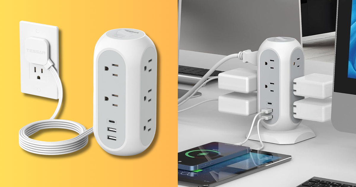 ‘Genius’ Space-Saving Tower Power Strip Is 20% Off At Amazon