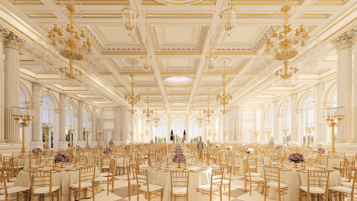 Renderings of the interior of Trump's ballroom addition show plenty of his signature gold.