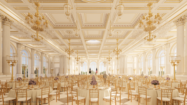 Trump's new ballroom will be slathered in his favorite color: gold.