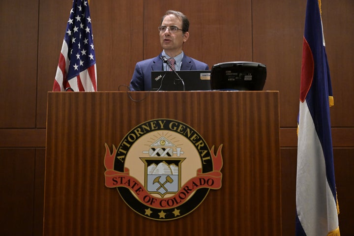 Colorado Attorney General Phil Weiser announced A Mesa County sheriff's deputy violated Colorado law when he shared information with federal officials that led to a Utah college student's immigration arrest last month at Ralph Carr Judicial Center in Denver, Colorado on Tuesday, July 22, 2025.