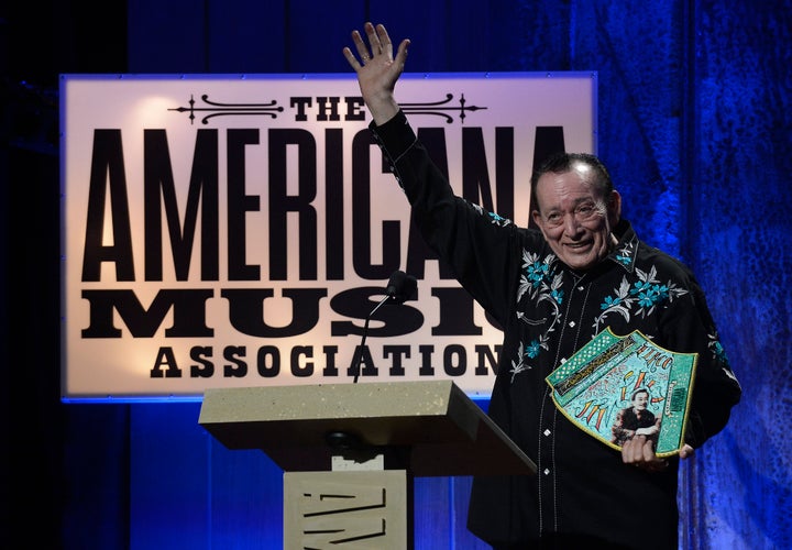 Flaco Jimenez accepts the Lifetime Achievement for Instrumentalist Award during the Americana Music Honors and Awards show Wednesday, Sept. 17, 2014, in Nashville, Tenn. (AP Photo/Mark Zaleski, File)