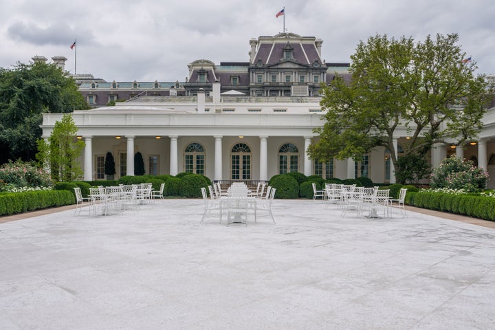 The White House Rose Garden's new look, courtesy of Trump, on Aug. 1.