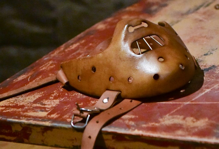 A "Hannibal Lecter" mask on display as the Hollywood Museum celebrates the 30th anniversary of “The Silence Of The Lambs” on Oct. 20, 2021, in Hollywood, California.