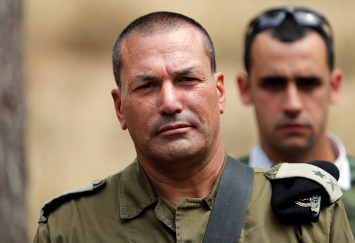 Israeli military chief Eyal Zamir looks on as he stands near the Israel-Gaza border in the southern kibbutz of Nahal Oz, on April 20, 2018.