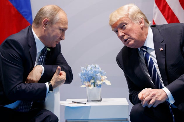 US President Donald Trump meets with Russian President Vladimir Putin at the G-20 Summit in Hamburg, July 7, 2017.
