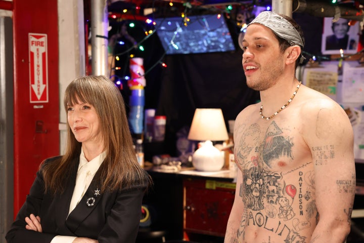 “SNL” alums Laraine Newman and Pete Davidson appear in the pretaped sketch "Chad in 8H" that aired during “SNL50” in February.