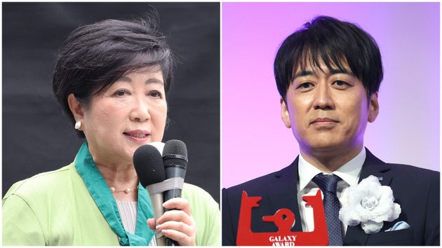 小池百合子知事（左）、TBS安住紳一郎アナウンサー（右）