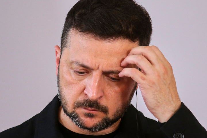 FILE - Ukraine's President Volodymyr Zelenskyy attends a press conference during his visit to Vienna, Austria, June 16, 2025. (AP Photo/Heinz-Peter Bader, File)