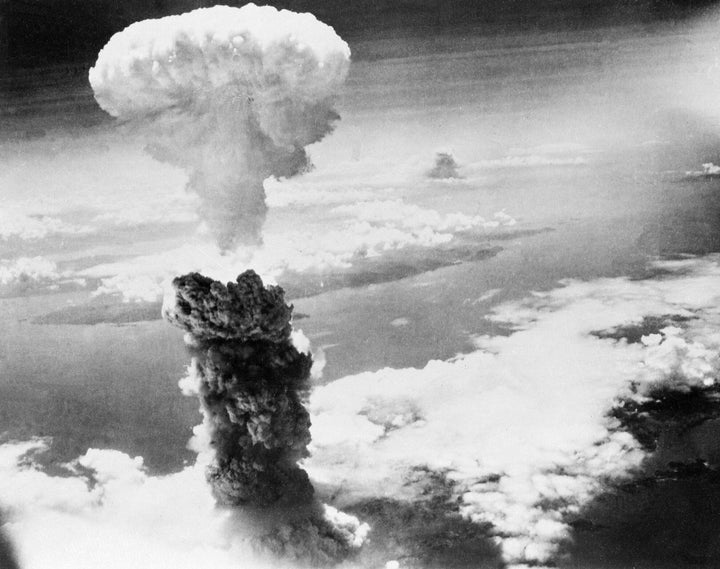 Nagasaki Marks eightieth Anniversary Of U.S. Atomic Bomb Assault 1 In this Aug. 9, 1945, file photo, a giant column of smoke rises after the second atomic bomb ever used in warfare explodes over the Japanese port town of Nagasaki. (AP Photo, File)