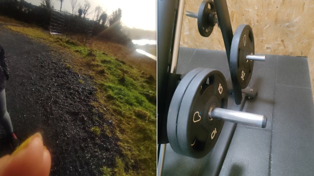 On a run on the left: weights on the right