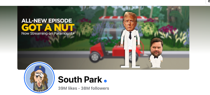 “South Park” used the same image of Noem on its Facebook account.