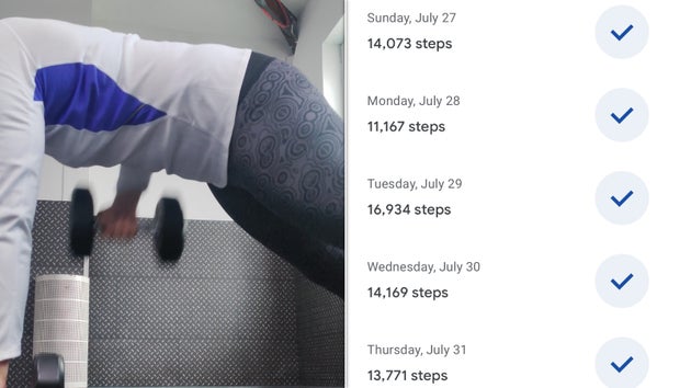 Resistance training in the gym (left), increased step count after splitting running from lifting (right)