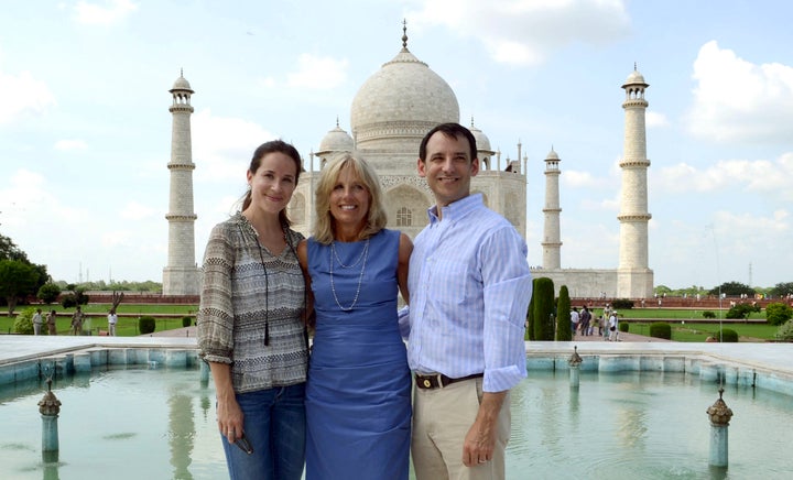 Jill Biden (center) with daughter Ashley Biden and son-in-law Howard Krein at the Taj Mahal in 2013.