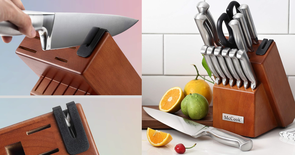 This Knife Set With A Built-in Sharpener Is Nearly 50% Off