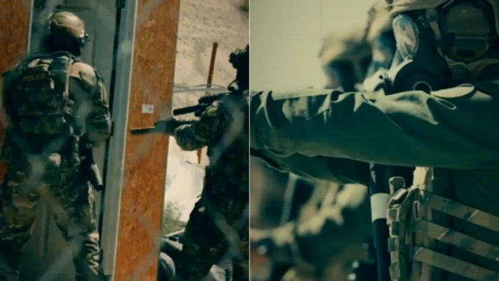 Stills from the DHS's ICE recruitment video show ICE agents storming homes and other buildings.