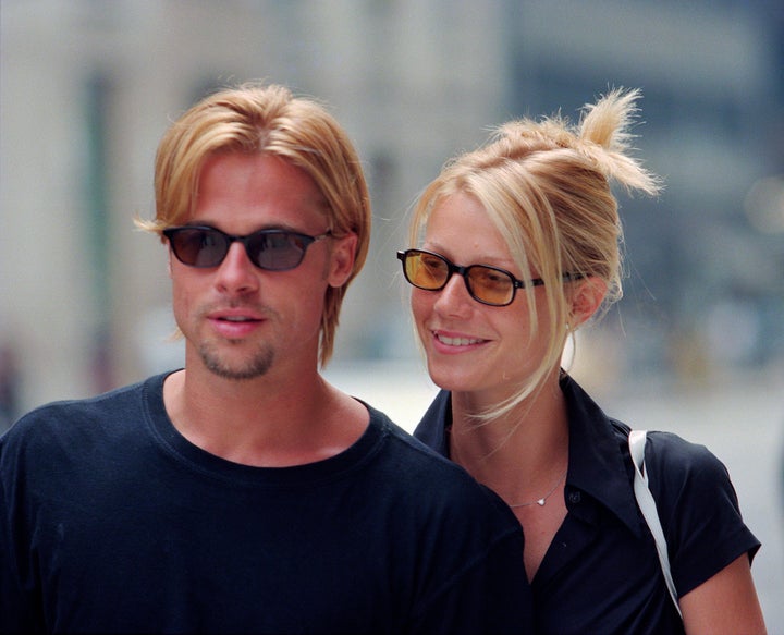 Brad Pitt and Gwyneth Paltrow strolling on Madison Avenue in New York City on Aug. 3, 1996.