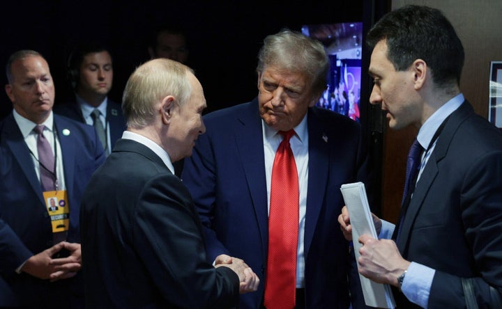 ALASKA, UNITED STATES - AUGUST 15 : The first round of negotiations between Russian President Vladimir Putin and US President Donald Trump in the US state of Alaska concludes in Anchorage, Alaska, United States on August 15, 2025. (Photo by Kremlin Press Office/Anadolu via Getty Images)