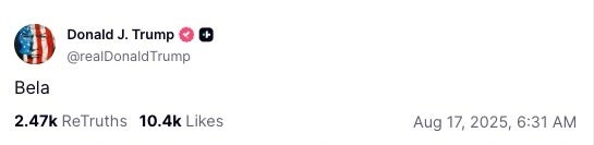 Donald Trump in Truth Social.