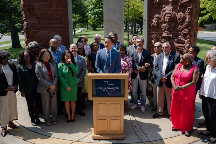 CHICAGO, ILLINOIS - AUGUST 13: Texas House Democratic Caucus Chair Gene Wu speaks during a press conference at the Dr. Martin Luther King Jr. Memorial in Marquette Park on August 13, 2025 in Chicago, Illinois. The Texas Democrats recently traveled to Illinois to deny quorum and block a vote on a new congressional district map during a special legislative session in Texas. (Photo by Jim Vondruska/Getty Images)