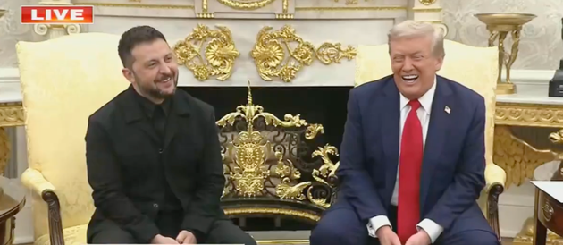 Zelenskyy and Trump in the Oval Office.