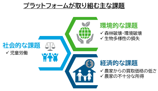 「開発途上国におけるサステイナブル・カカオ・プラットフォーム」には業界団体、食品メーカー、商社、NGO、コンサルティング企業など、73団体148個人が参加しており(2025年6月時点)、メルマガ配信や出張授業、勉強会、スタディツアー、分科会活動などを実施している。