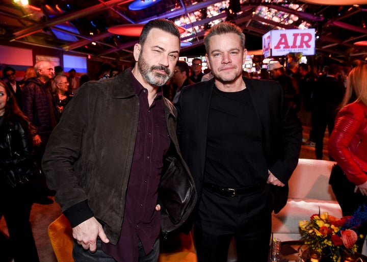 Jimmy Kimmel shares 1 Jimmy Kimmel and Matt Damon at the world premiere of