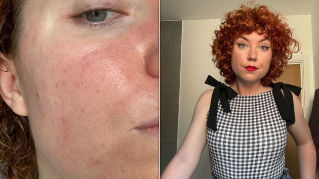 No foundation on the right, just a sweep of contour and a natural glow!