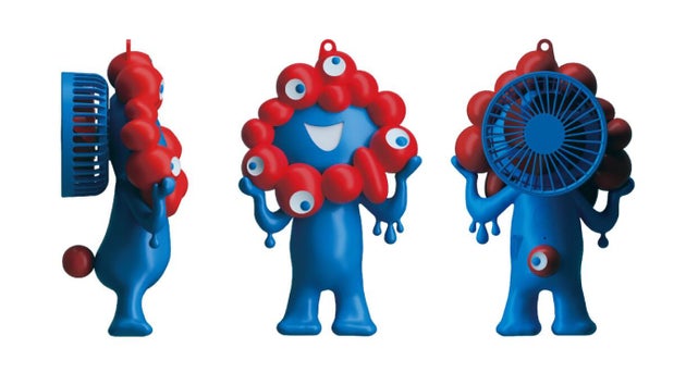 「ミャクミャク」の「ハンディファン（手持ち扇風機）ネックストラップ付き」