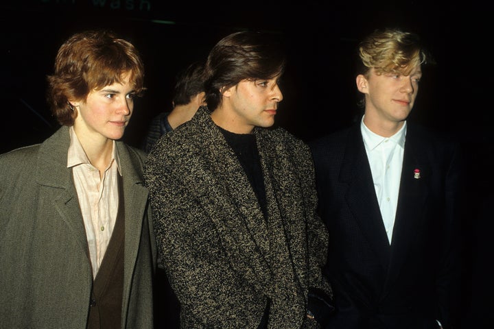 Hall, right, out with his “Breakfast Club” co-stars and fellow Brat Packers Ally Sheedy and Judd Nelson in Los Angeles in 1986.