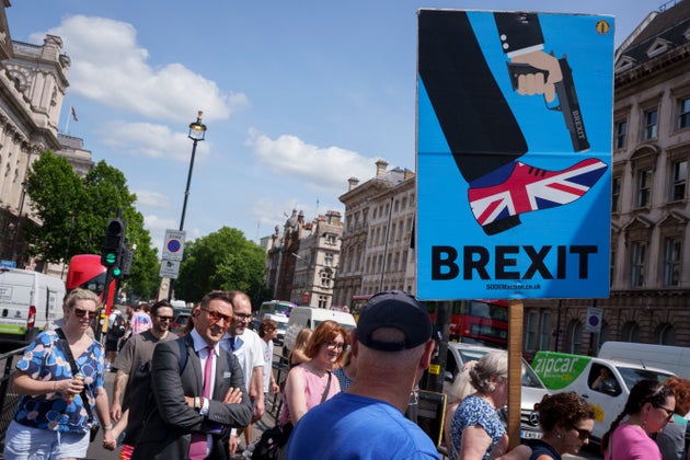 Pro-Europe campaigners near parliament.