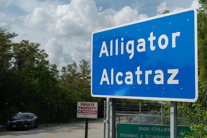 Florida Set To Lose Eye-Watering Quantity Of Cash On Empty 'Alligator Alcatraz' 1 A sign for "Alligator Alcatraz" at the entrance to the detention center in the Everglades, Florida.