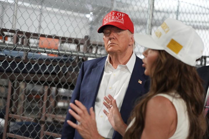 Florida Set To Lose Eye-Watering Quantity Of Cash On Empty 'Alligator Alcatraz' 2 President Donald Trump listens to Homeland Security Secretary Kristi Noem as they tour "Alligator Alcatraz" in July 2025.