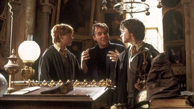 Harry Potter director Chris Columbus on the set of The Chamber Of Secrets with Rupert Grint and Daniel Radcliffe