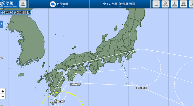 台風15号の経路図