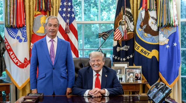 Farage with Trump in the Oval Office yesterday.